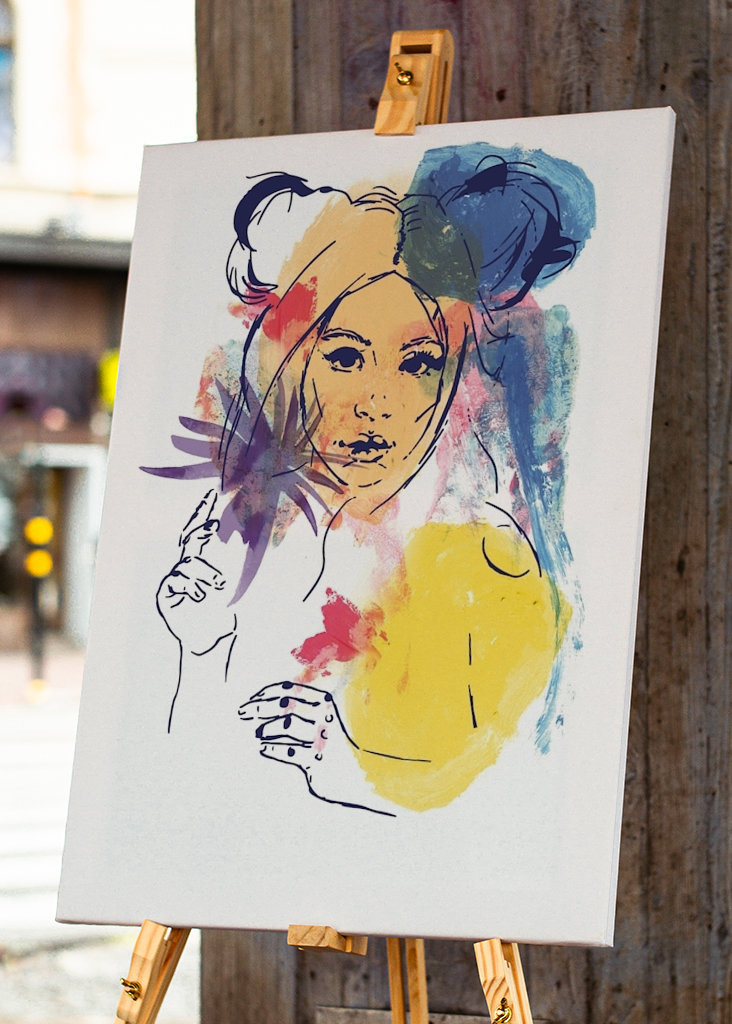 Portrait avec des fleurs