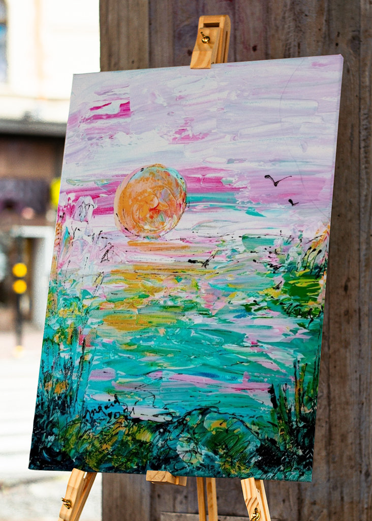 Luna roja sobre el estanque 