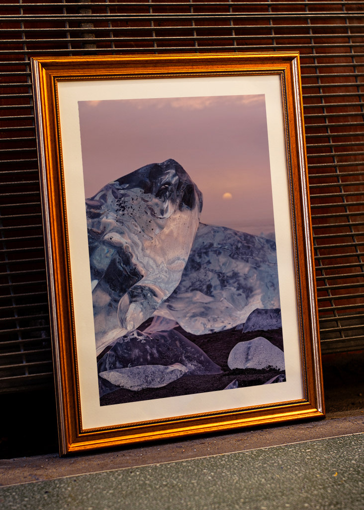 Eisblöcke im Abendlicht