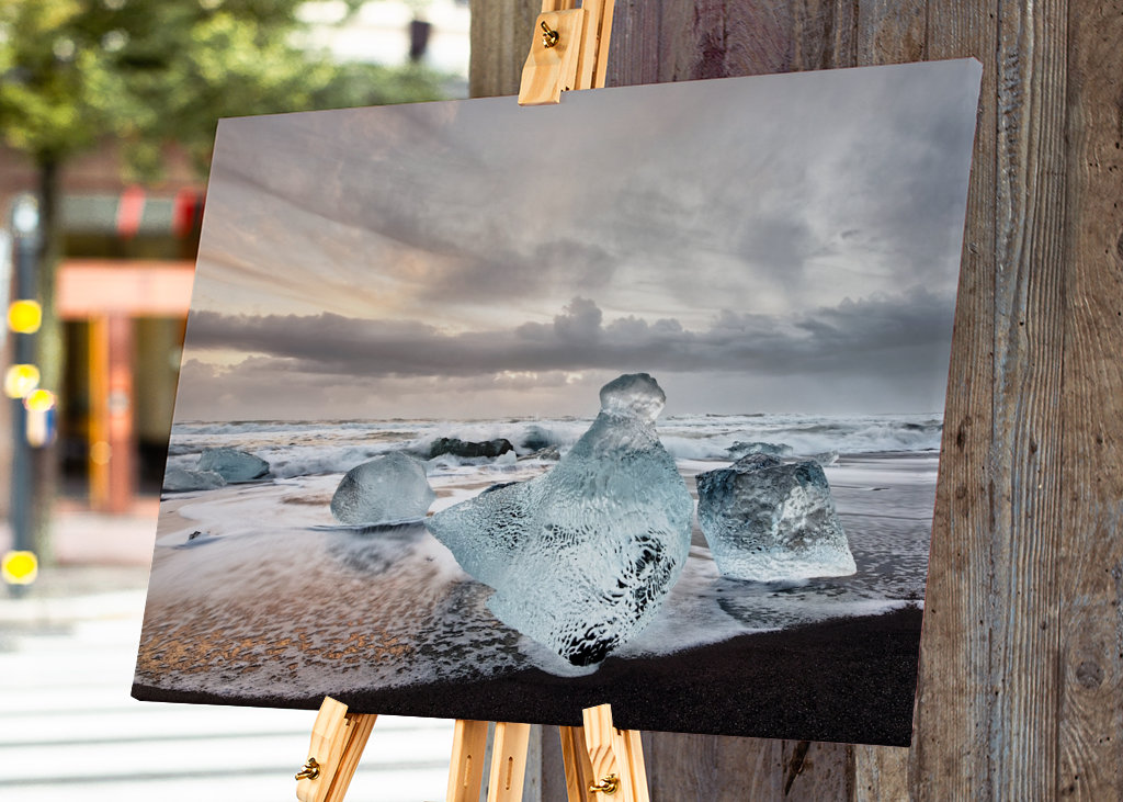 Eisblöcke am Strand