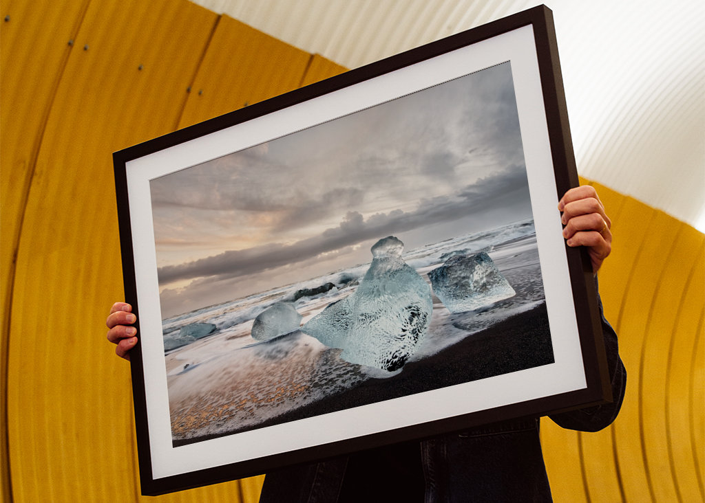 Eisblöcke am Strand