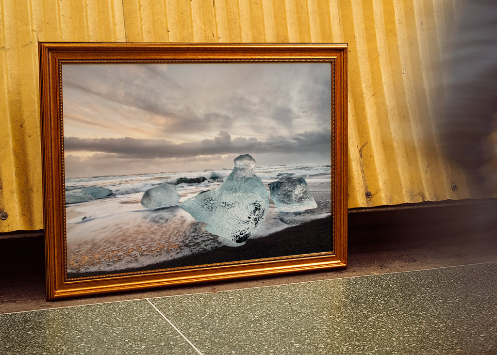 Eisblöcke am Strand