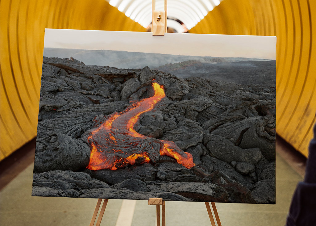 Lava comes out of a fissure