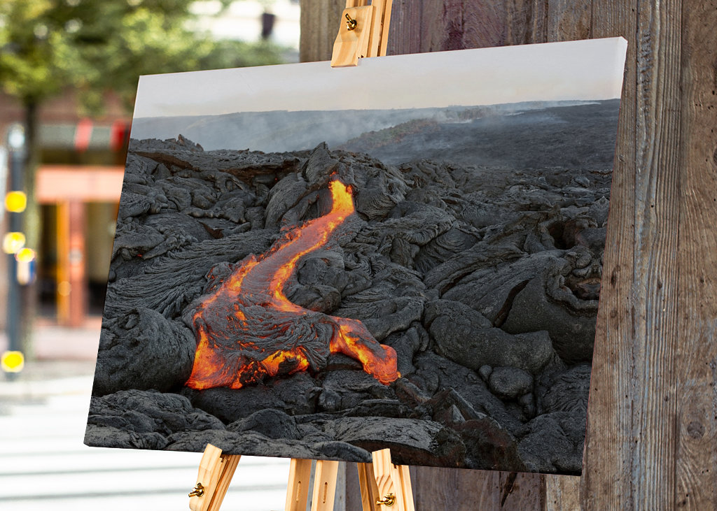 Lava comes out of a fissure