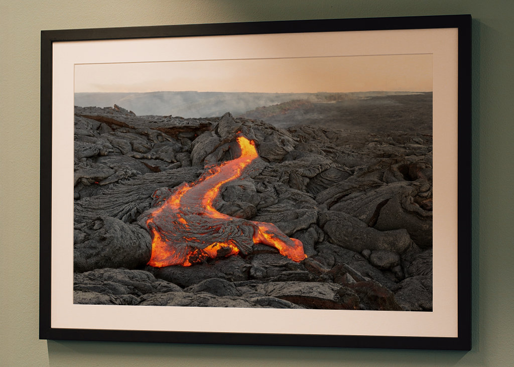 Lava comes out of a fissure
