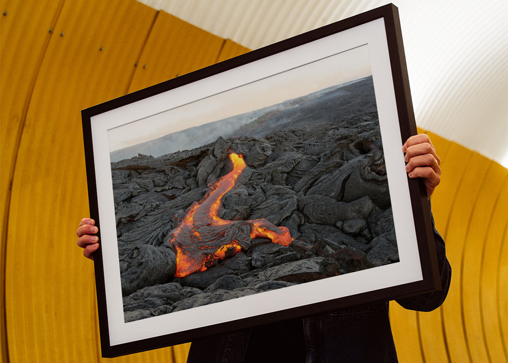 Lava comes out of a fissure