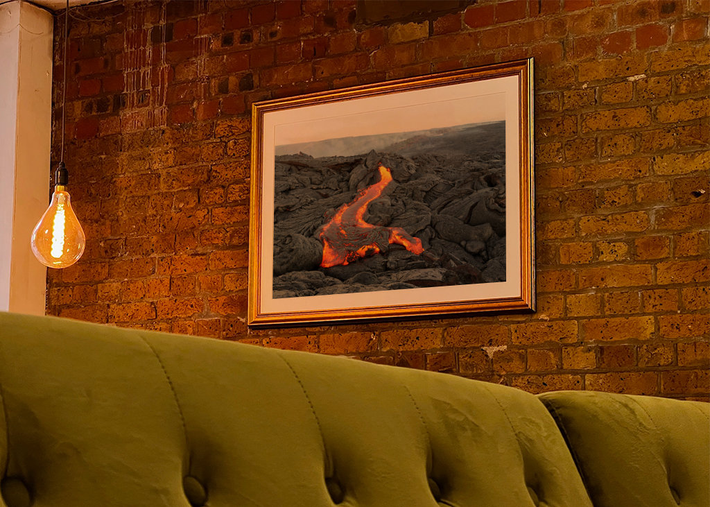 Lava comes out of a fissure