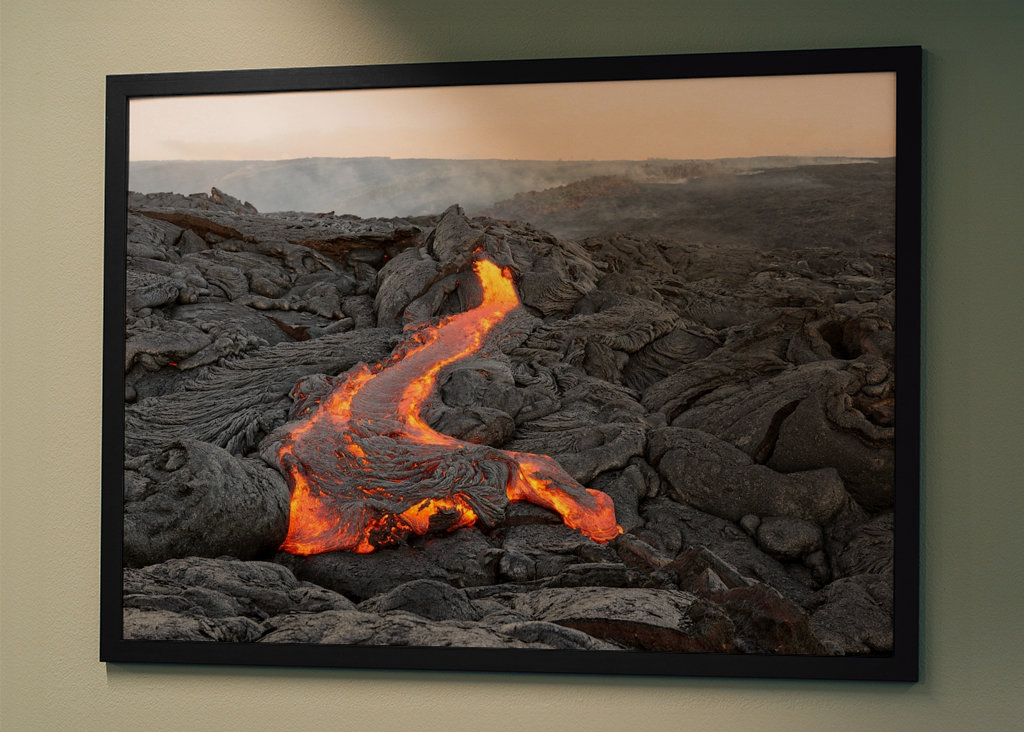 Lava comes out of a fissure