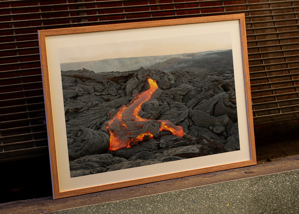 Lava comes out of a fissure