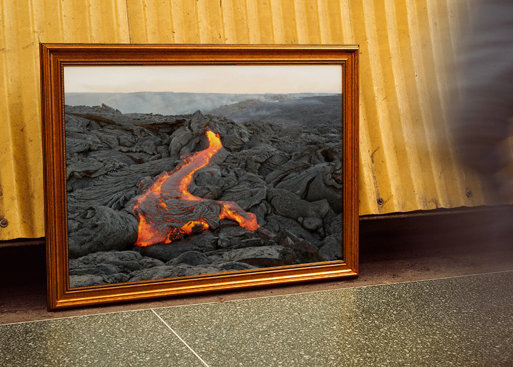 Lava comes out of a fissure