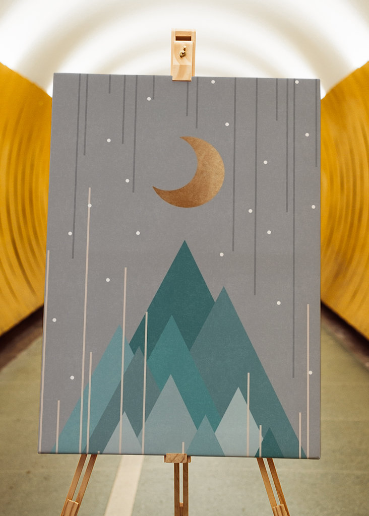 Moon & Mountains Mint Green