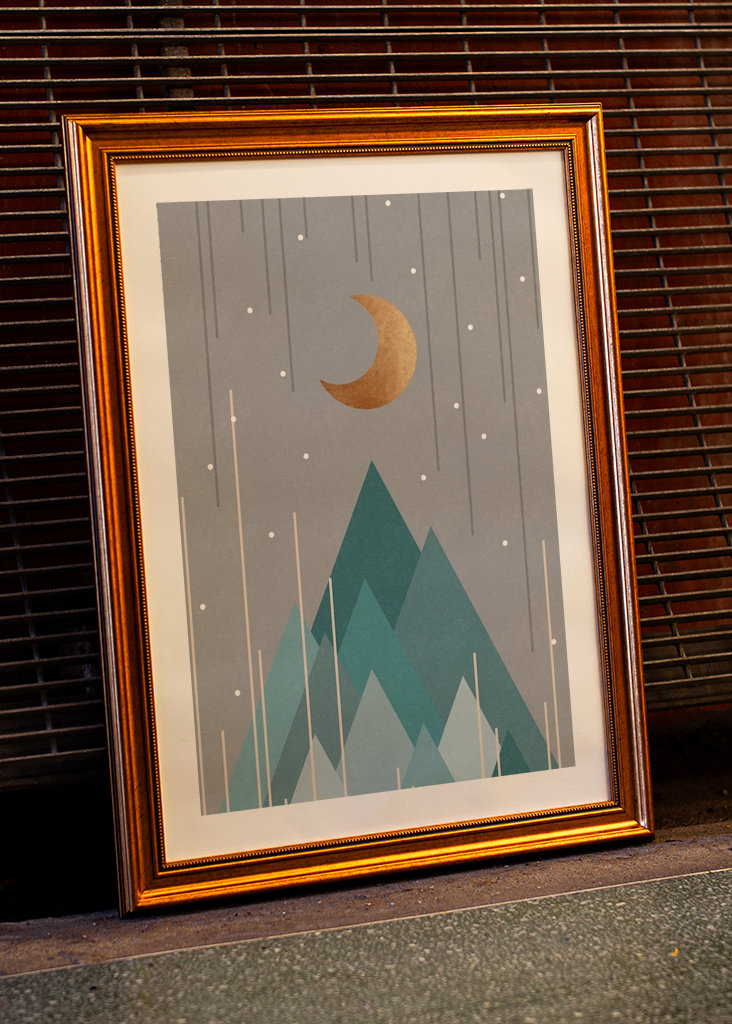 Moon & Mountains Mint Green