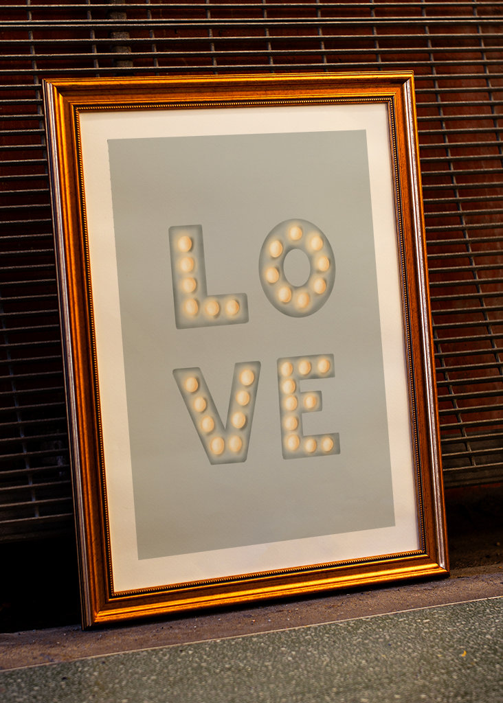 LOVE - light letters SAGE
