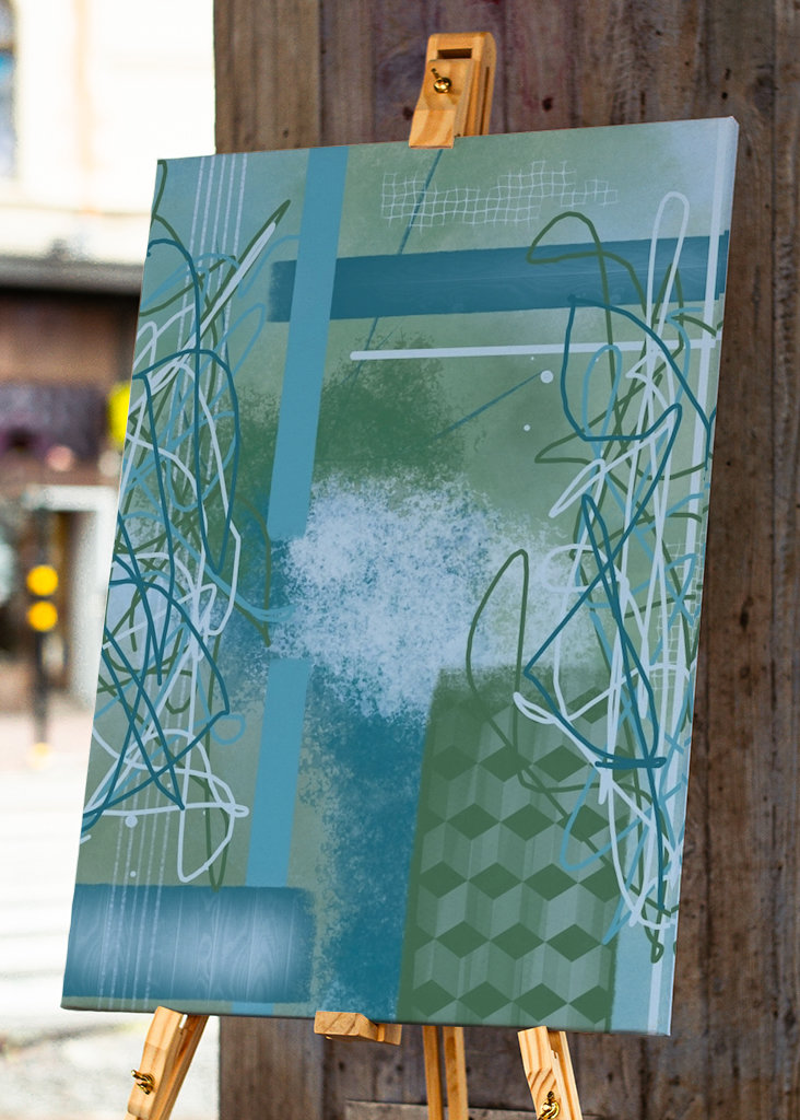 Blau-grüne abstrakte Kunst