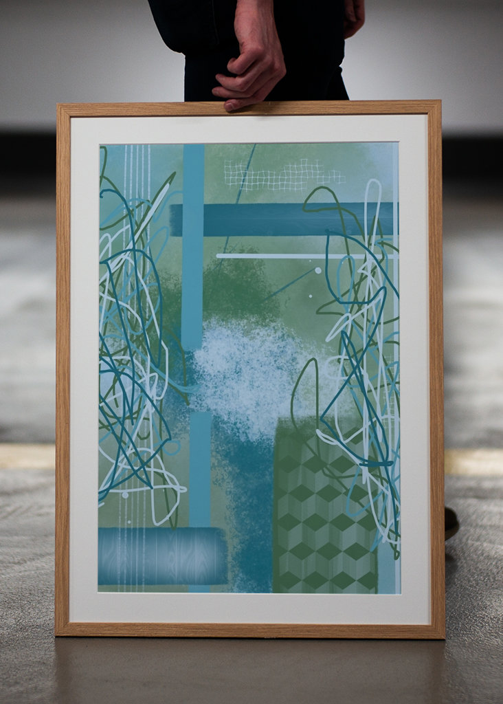 Blau-grüne abstrakte Kunst