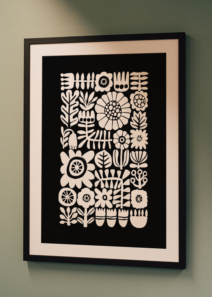 Floral Tetris - Black & White