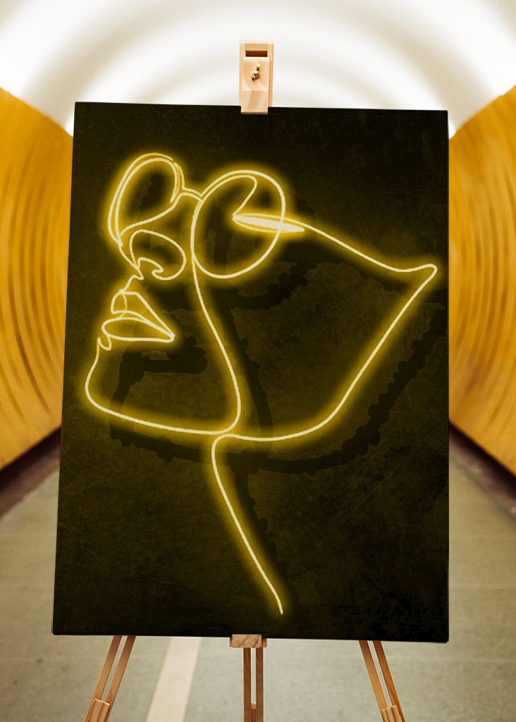 Abstrakt tegning neonhoved