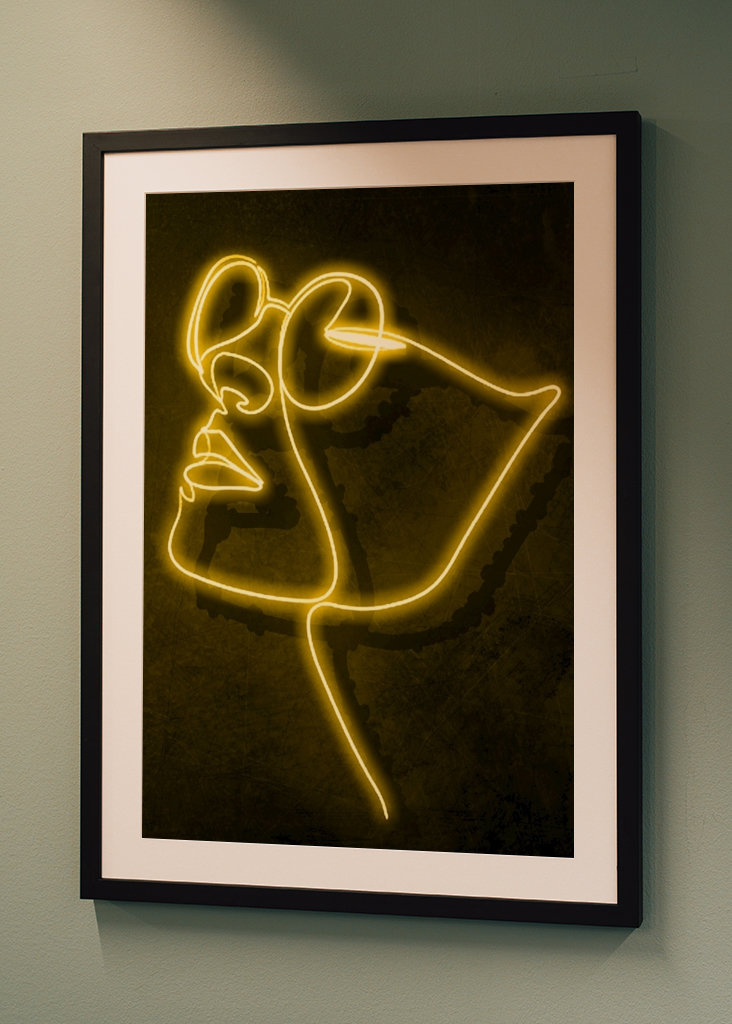 Abstrakt tegning neonhoved