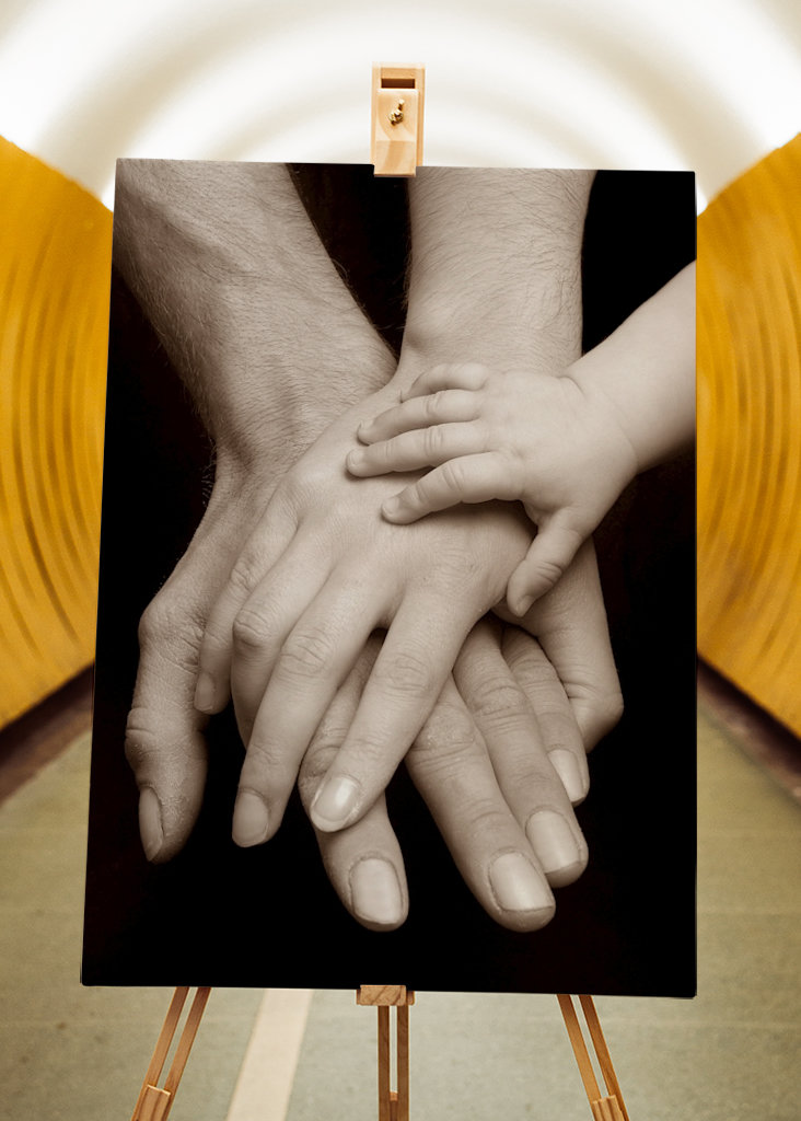 Hænder af en familie