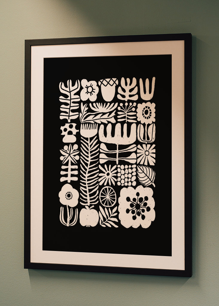 Floral Tetris - Black & White2