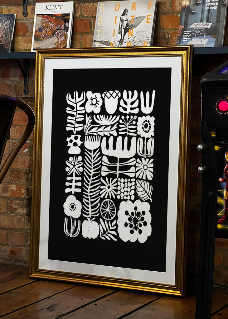 Floral Tetris - Black & White2