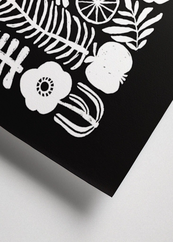 Floral Tetris - Black & White2