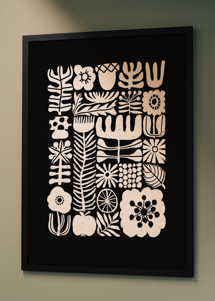 Floral Tetris - Black & White2