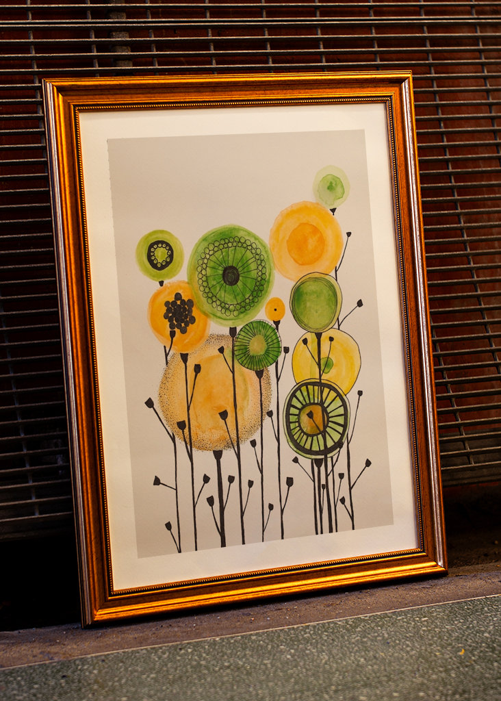 Green and yellow flowers