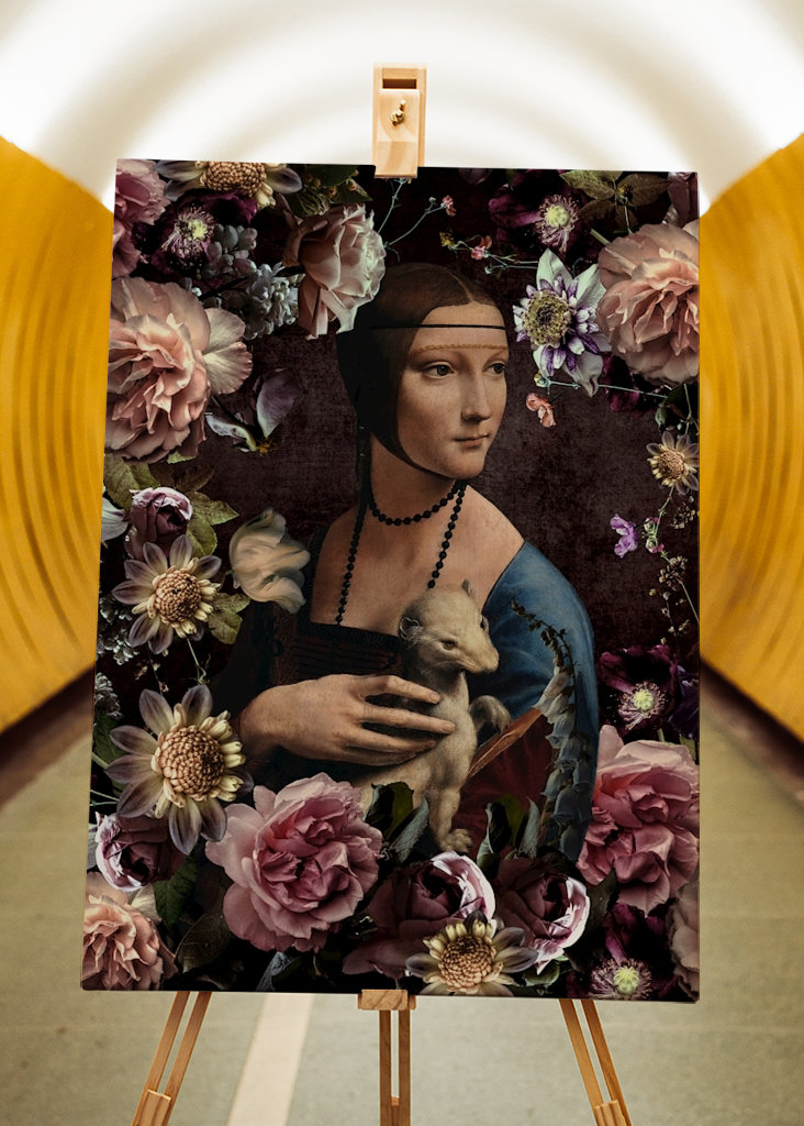 Dama z gronostajem i kwiatami