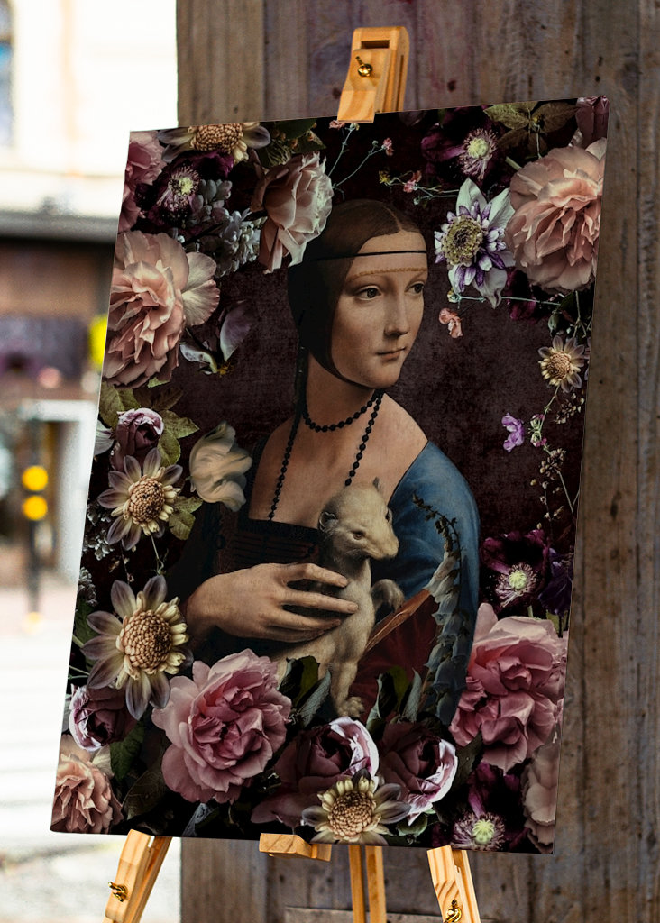 Dama z gronostajem i kwiatami