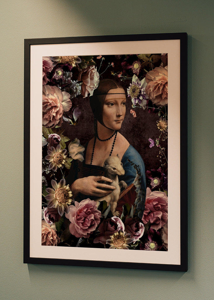 Dama z gronostajem i kwiatami