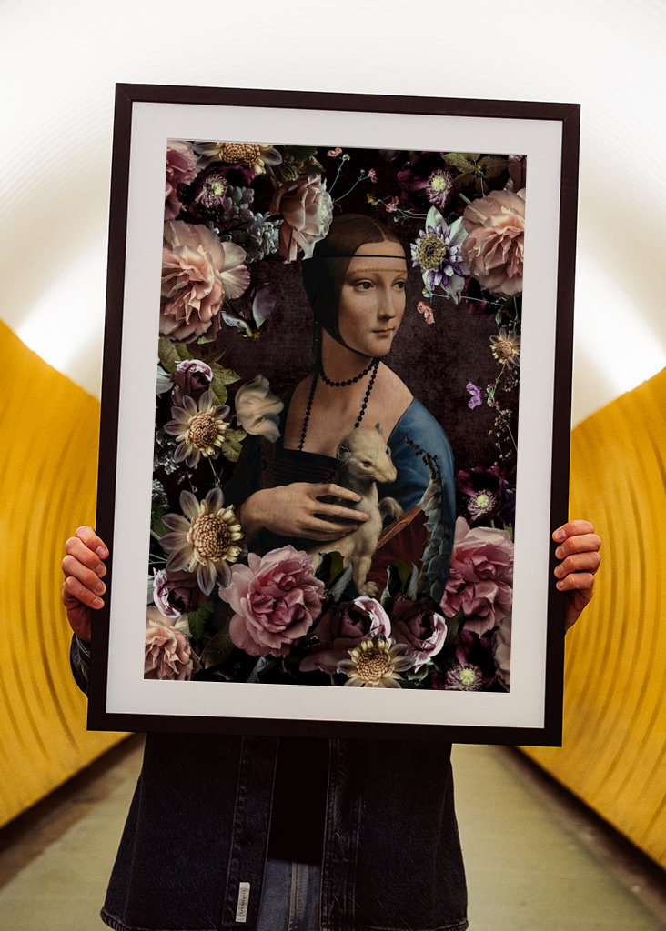 Dama z gronostajem i kwiatami