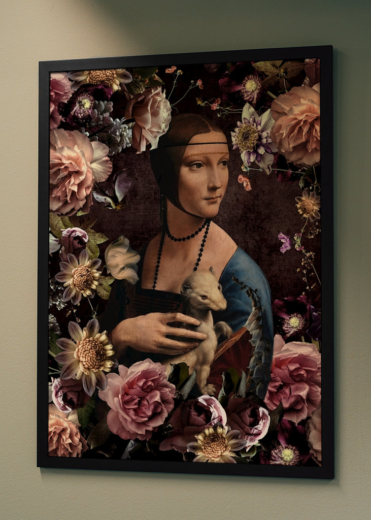 Dama z gronostajem i kwiatami