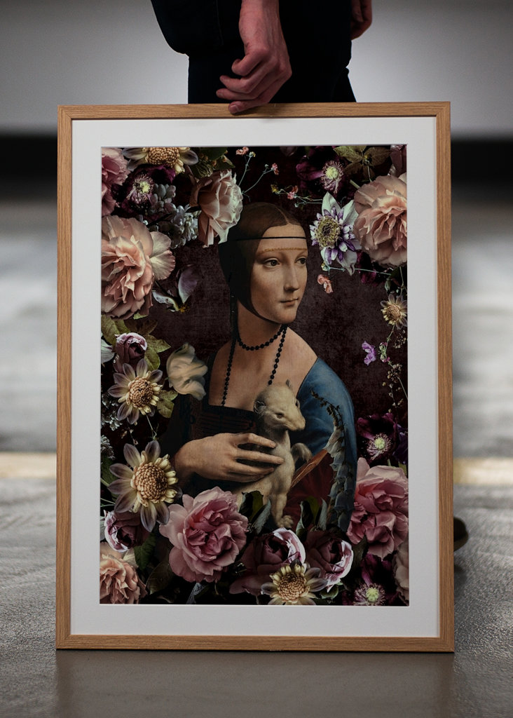 Dama z gronostajem i kwiatami