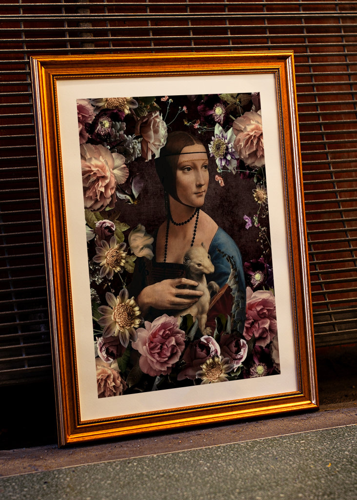 Dama z gronostajem i kwiatami