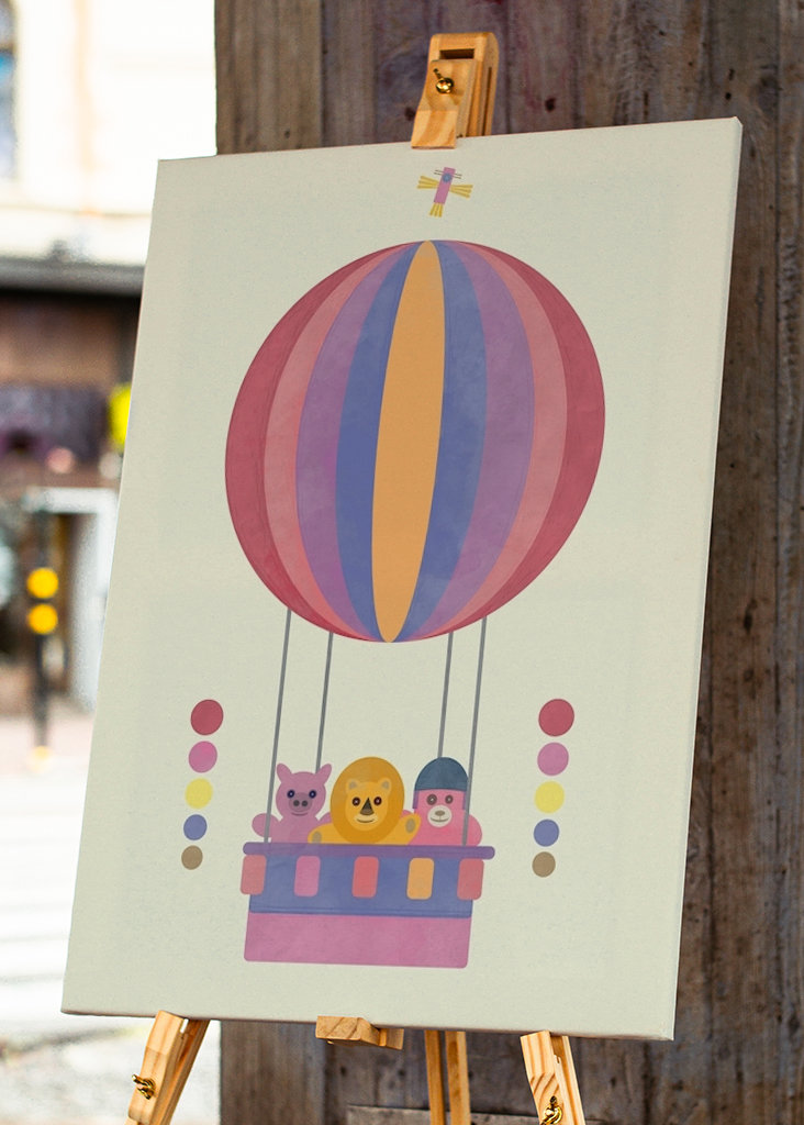 Uppstoppade djur i luftballong