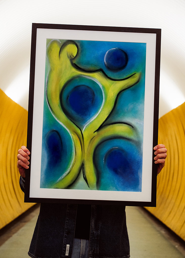 Dansend paar - pastelkrijt