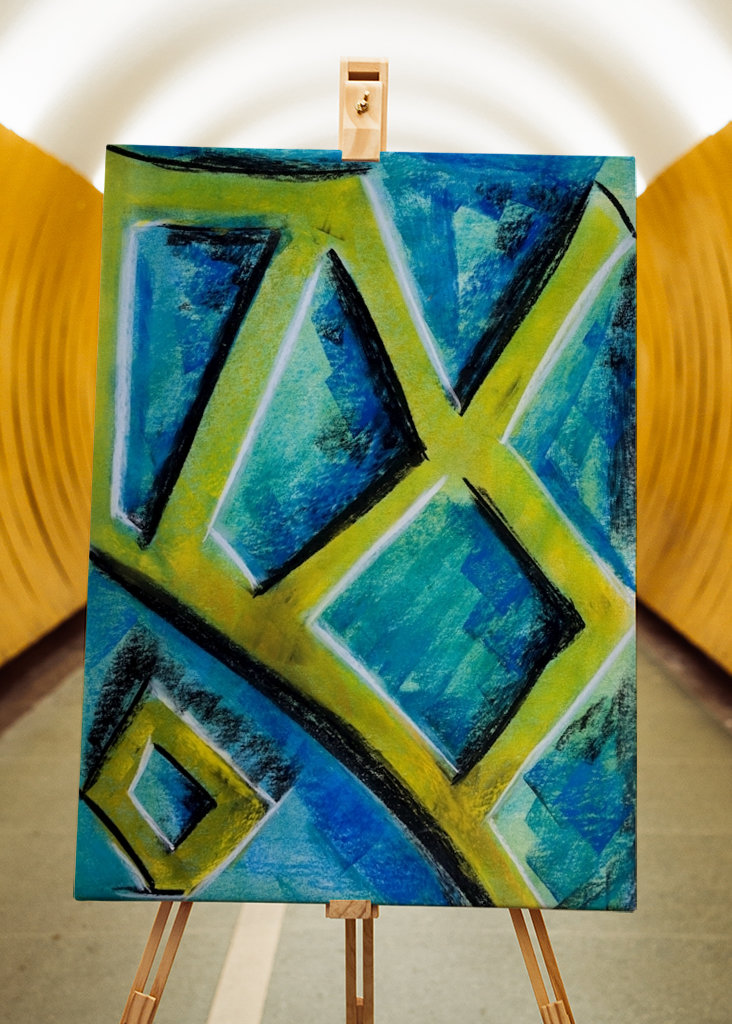 Abstrakte Formen in blau 