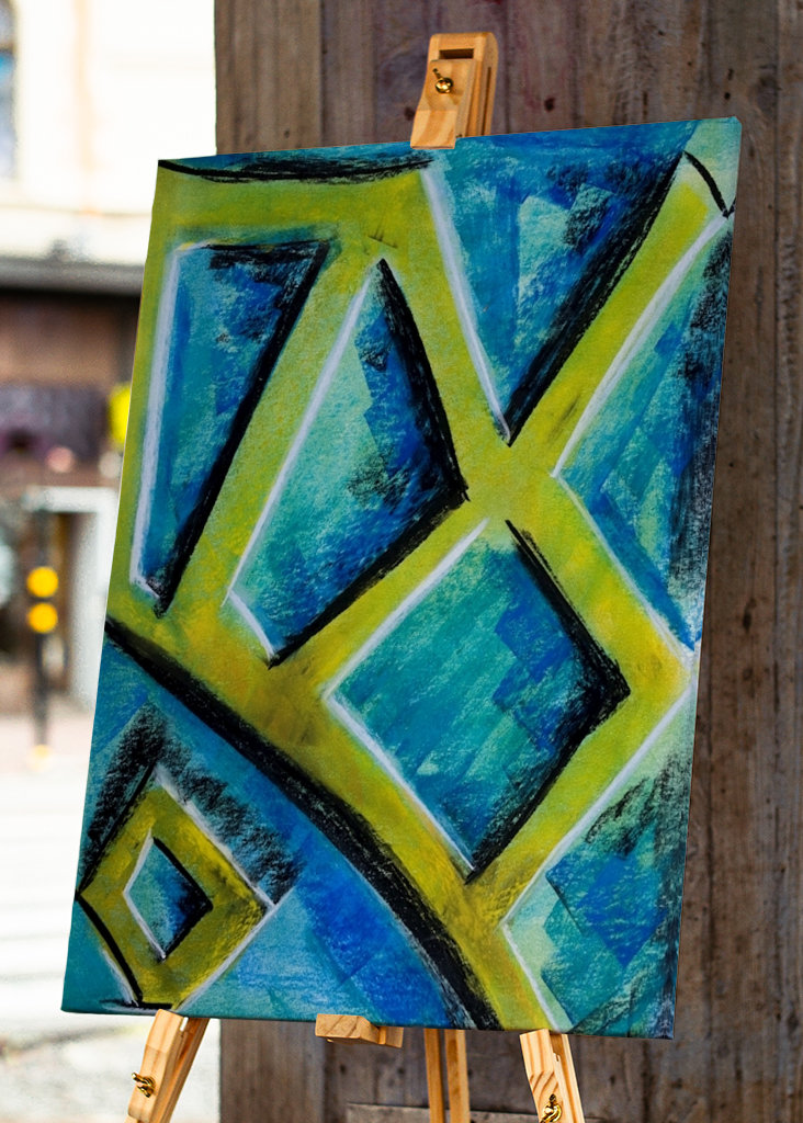 Abstrakte Formen in blau 