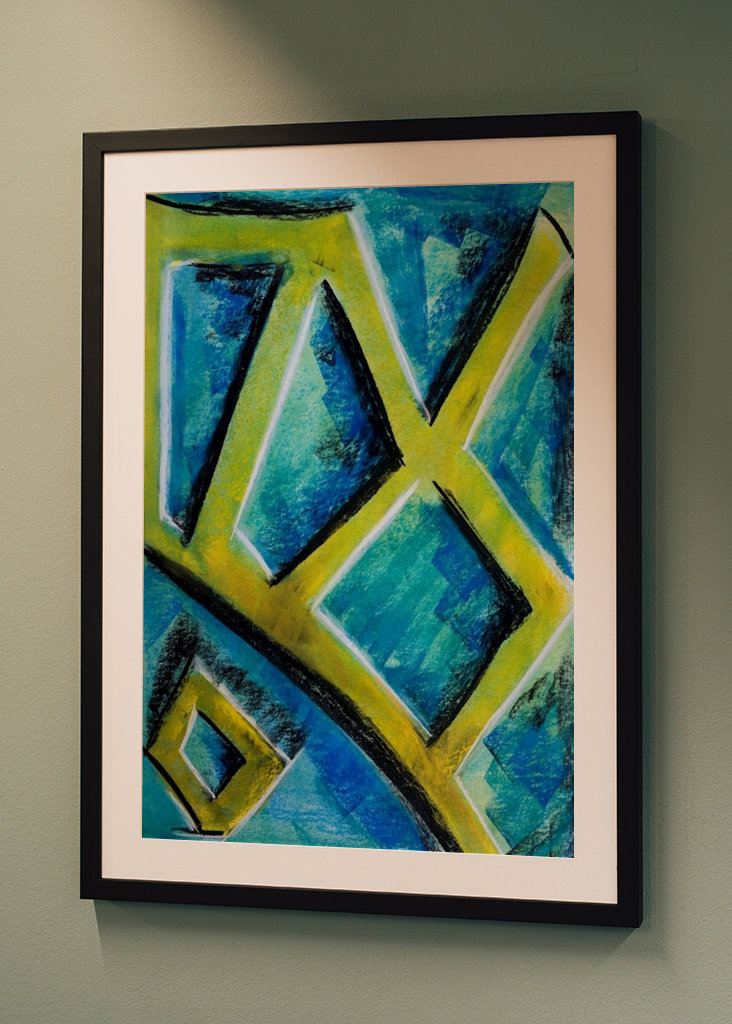 Abstrakte Formen in blau 