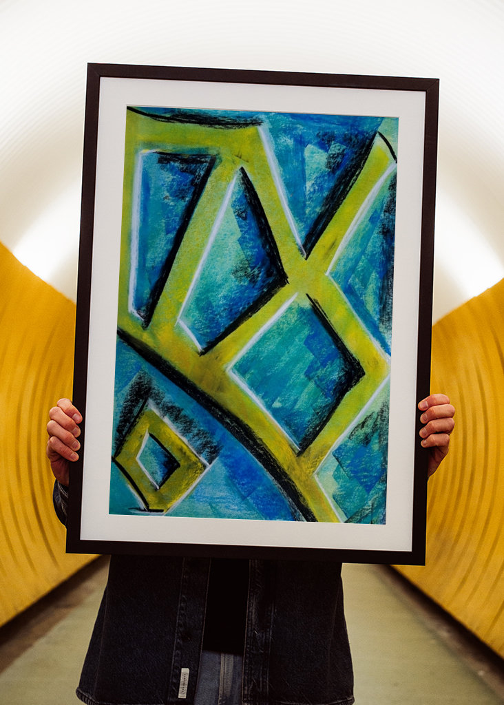 Abstrakte Formen in blau 