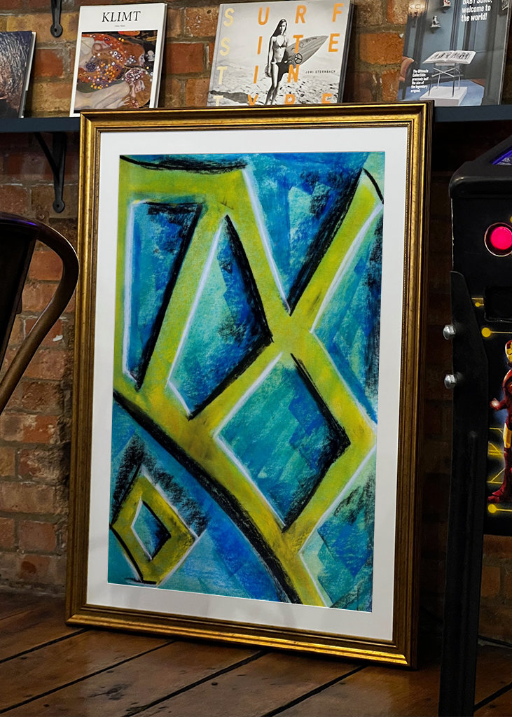 Abstrakte Formen in blau 