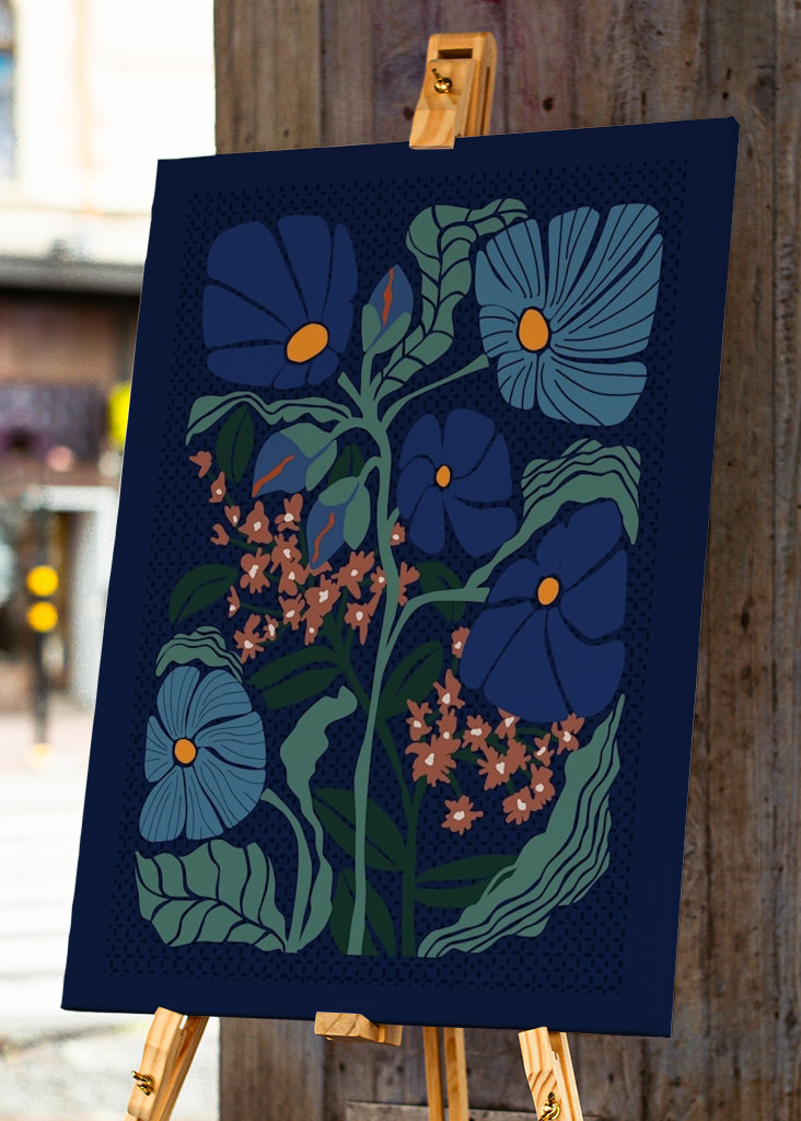 Klimts flowers dark blue