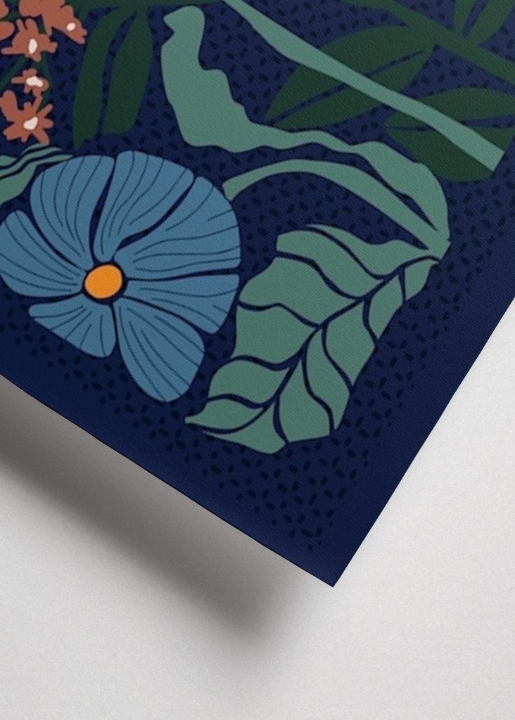 Klimts flowers dark blue