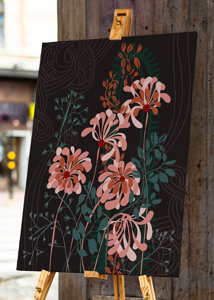 Art deco florals taupe brown