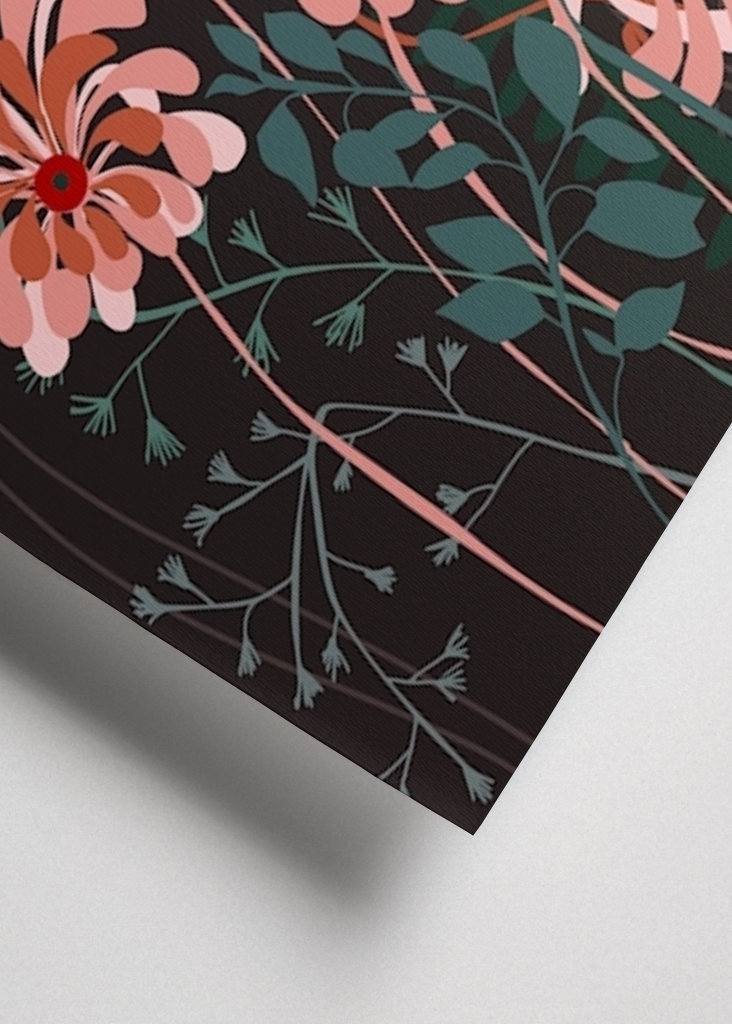 Art deco florals taupe brown