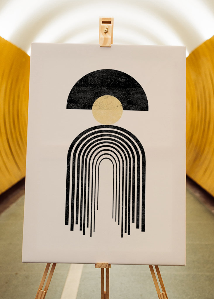 Rainbow with golden circle