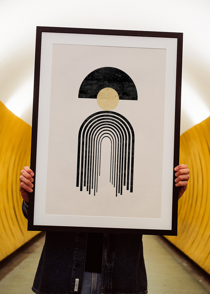 Rainbow with golden circle