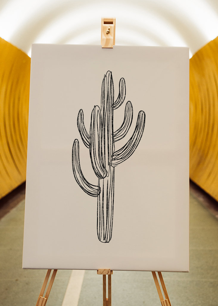 Cactus black and white