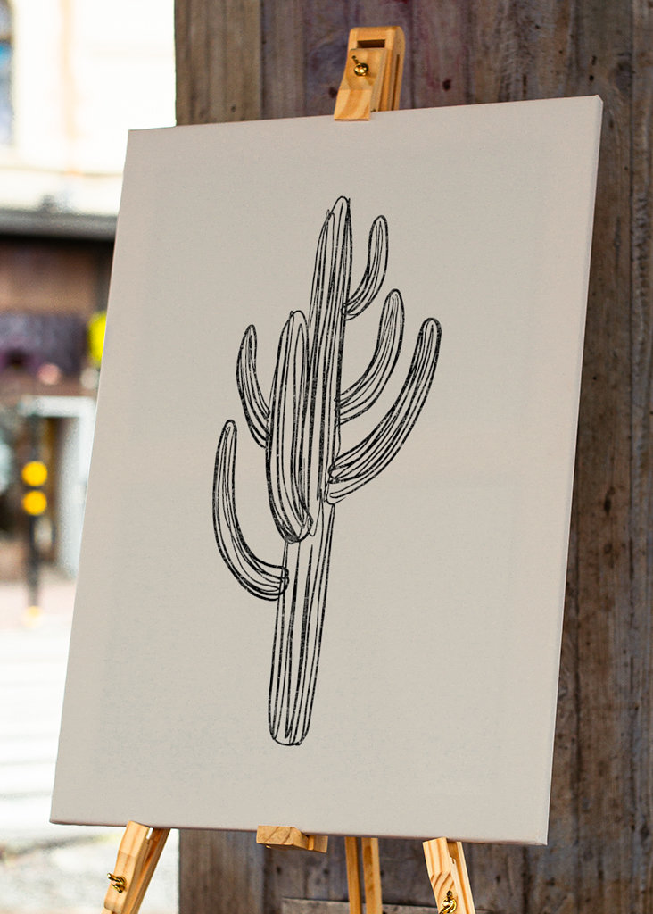 Cactus black and white